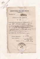 RICEVUTA DEL VAGLIA - UFFICIO POSTALE FIRENZE - COMPARTIMENTO POSTALE LUCCA - EMESSO 1871 - Ganzsachen