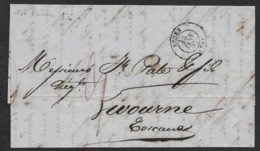 1857 LAC - ROUEN  A LIVORNO, TOSCANE - Transit "Le Havre A Paris 14 Janv 57" - 1849-1876: Klassik