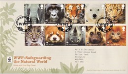Great Britain 2011 Mammals Block Of 10 WWF FDC - 2011-2020 Decimale Uitgaven