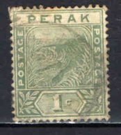 PERAK - 1892 - TIGRE - USATO - Perak