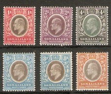 SOMALILAND 1905 - 1911 VALUES TO 12a SG 46, 47, 50, 52, 52a, 53  MOUNTED MINT Cat £84 - Somaliland (Protectoraat ...-1959)