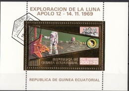 Bf. 60 Guinea Equatoriale 1973 Apollo 12 Gold Art Sheet Astronauti Conrad Gordon Bean Perf. - Afrique