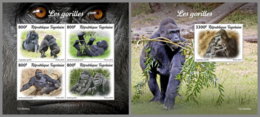 TOGO 2019 MNH Gorillas Gorilles M/S+S/S - IMPERFORATED - DH1946 - Gorilla's