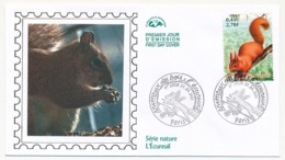 FRANCE => 4 Enveloppes FDC - Animaux Des Bois - Ecureuil, Chevreuil, Hérisson, Hermine - Paris 21 Avril 2001 - Autres & Non Classés