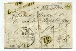 Cursive 69 Lavoncourt + T12 Gray + Boite Rurale G Identifiée De Membrey / Dept Haute Saône / 1837 - 1801-1848: Precursors XIX