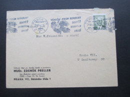 CSSR 1947 Weihnachtsbrief Rückseitig Mit Jul Marke / Vignette Ceskoslochrana 1932 Matekadeti Mit Engel - Cartas & Documentos