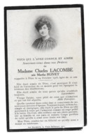 MARTHE RUIVET EPOUSE CHARLES LACOMBE 1897 1918 AVIS DE DECES - Décès