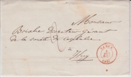 BELGIUM USED COVER 08/08/1856 NAMUR A HUY CACHETS - 1830-1849 (Independent Belgium)