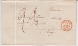 BELGIUM USED COVER 10/03/1857 NAMUR A HUY CACHETS - 1830-1849 (Independent Belgium)