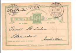 Cabo-Verde. Bilhete Postal. S.Vicente 21 Out 1893>Nederland - Other & Unclassified