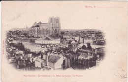 L120C_285 - Reims - Vue Générale - La Cathédrale - Le Palais De Justice - Le Théâtre - Carte Précurseur - Reims