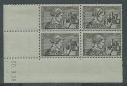 France N° 448 XX Languedocienne Et Cathédrale De Béziers, En Bloc De 4 Coin Daté Du 30 . 8 . 39, Sans Charnière, TB - 1930-1939