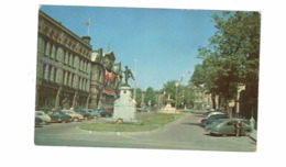 BROCKVILLE, Ontario, Canada, War Memorial & Fountain, 1940's Cars, Old Chrome Postcard, Leeds County - Brockville