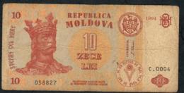 MOLDOVA  P10a 10 LEI 1994 #0004    FIRST DATE   FINE NO P.h. - Moldawien (Moldau)