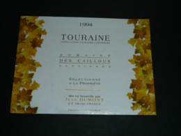 Ancienne étiquette De Vin, Touraine, Domaine Des Cailloux Sauvignon 1994 - Sonstige & Ohne Zuordnung