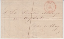 BELGIUM USED COVER 12/02/1843 LIEGE A HUY CACHET - 1830-1849 (Independent Belgium)