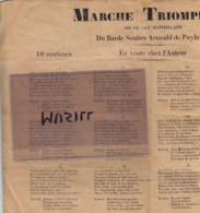 Marche Triomphale Du Barde Arnauld Soubes, De Puylausic, Gers. Sur L'air De La Marseillaise. Marquis De Pins. Vers 1900. - Midi-Pyrénées