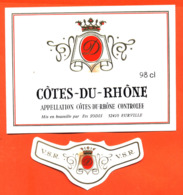 étiquette + Colerette De Vin Cotes Du Rhone Ets Sodis à Eurville - 98 Cl - Côtes Du Rhône