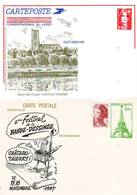 E47. LOT 2 CP ENTIERS NEUFS CHÂTEAU THIERRY - TOUR EIFFEL - Cartes Postales Repiquages (avant 1995)