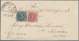 Bayern - Marken Und Briefe: 1850, 3 Kreuzer Blau, Platte 5 Mit 1 Kr Rosa, Platte 1, Entwertet Mit Of - Altri & Non Classificati