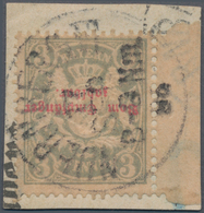 Bayern - Portomarken: 1896. 3 Pfg Portomarke Mit KOPFSTEHENDEM Aufdruck, Rötliches Papier, Nur Von N - Sonstige & Ohne Zuordnung