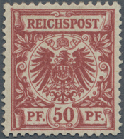 Deutsches Reich - Krone / Adler: 1889: 50 Pfg Dunkelbräunlichrot, Karminrot Quarzend, Farbfrisch, Gu - Ungebraucht