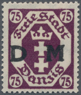 Danzig - Dienstmarken: 1922. 75 Pfg Dunkelviolettpurpur Mit "Rosettenunterdruck" In Hellgrüngrau, Un - Sonstige & Ohne Zuordnung