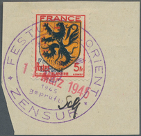 Dt. Besetzung II WK - Frankreich - Festung Lorient: 1945, 5 Fr Freimarkenausgabe "Provinzwappen: Lor - Occupazione 1938 – 45