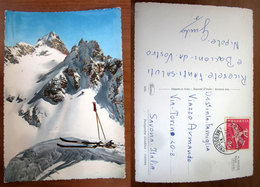 Vetta Con Paio Di Sci Sulla Neve Cartolina  Viaggiata 1962 - Alpinisme