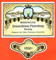 étiquette + Collerette De Vin D'alsace Riesling 1969 Rheingau Karl Schall à Frauenftein - 75 Cl - Riesling