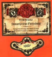 étiquette + Collerette De Vin D'alsace Rheingau Herrnberg 1966 Karl Becker à Wiesbaden Frauenstein - 75 Cl - Riesling