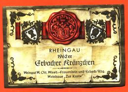 étiquette De Vin D'alsace Rheingau Erbacher Franzdjen 1962 W Ott à Wiesbaden Frauenstein - 75 Cl - Riesling