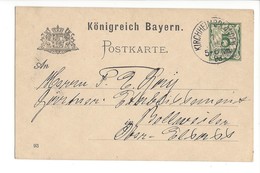 24063 -  Entier Postal Königreich Bayern Kirchheimbolanden 01.07.1893 Pour Bollweiler - Postkarten - Gebraucht