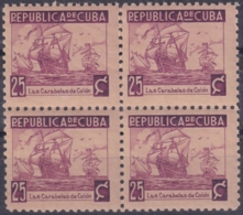 1937-354 CUBA REPUBLICA 1937 Ed.319 25c LM CARABELA SHIP COLON WRITTER & ARTIST. ESCRITORES Y ARTISTAS BLOCK 4. - Ongebruikt