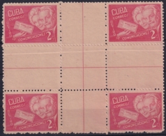 1946-90 CUBA REPUBLICA 1946 Ed.380CH 2c RETIRO DE COMUNICACIONES CENTER SHEET NO GUM. - Unused Stamps