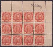 1954-226 CUBA REPUBLICA 1954 Ed.585 1$ CARLOS MANUEL DE CESPEDES INDEPENDENCE WAR PATRIOT BLOCK 12 NO GUM. - Unused Stamps