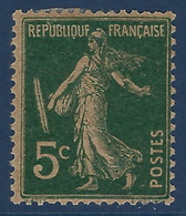 France Semeuse Camée N°137, 5c Vert* Type I Variété Baguette De Majorette Superbe !! Signé Calves - 1906-38 Säerin, Untergrund Glatt