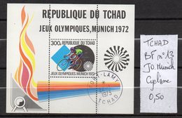 TCHAD --1972--Bloc-Feuillet Oblitéré --Jeux Olympiques De MUNICH --sport-Cyclisme --Beau Cachet FORT-LAMY - Tchad (1960-...)