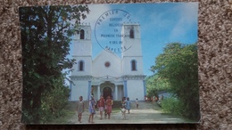 CPSM EDIFICES RELIGIEUX CATHOLIQUES POLYNESIE FRANCAISE PAPEETE 1985 1 ER JOUR MANQUE TIMBRE - Polynésie Française