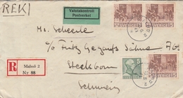 Suède Lettre Recommandée Malmö Pour La Suisse 1941 - 1930- ... Rollen II