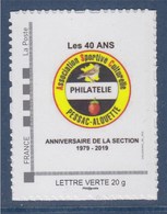 Timbre Logo 40 Ans Du Club Philatélique Ville De Pessac 23-24.11.2019 TVP LV Cadre MonTimbraMoi Neuf - Ungebraucht