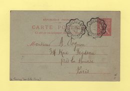 Convoyeur - Amiens A St Omer En Chaussee - 10 Oct 1902 - Carte Ecrite A Croissy Sur Celle - Oise - Type Mouchon - Correo Ferroviario