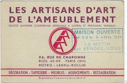 Delcampe - 75 Paris 75011  Carte De Visite  Les Artisans D'art De L'ameublement 26 Rue De Charonne - Paris (11)