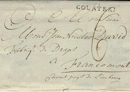 1810- TERR. CONQUIS - Lettre De 91 / COURTRAY ( La Lys ) 35 Mm Noir  Pour Francomont - 1794-1814 (Französische Besatzung)