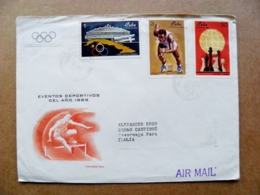 Cover Kuba Sent To Italy 1969 Sport Chess Game Athletics Run Map Stadium Olympics - Covers & Documents