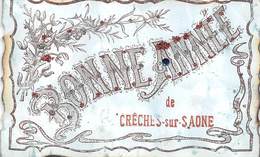 Crêches Sur Saône        71       Fantaisie   Bonne Année.     Paillettes          (voir Scan) - Other & Unclassified