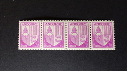 ANDORRE - YT N° 98 ** Bande Horizontale De 4 Timbres - Unused Stamps