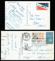 1960 - Olimpiadi Invernali Di Squaw Valley - Due Cartoline, Di Cui Una Viaggiata, Con Gli Autografi ... - Altri & Non Classificati