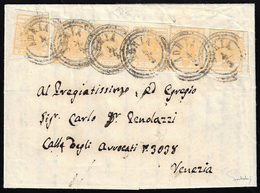 1856 - 5 Cent. Giallo Ocra (1), Singolo, Coppia, Un Esemplare Senza Punto Dopo "centes", E Striscia ... - Lombardo-Vénétie