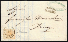 1855 - 5 Cent. Giallo Arancio (1g), Perfetto, Isolato Su Circolare A Stampa Da Milano 1/6/1855 A Pia... - Lombardo-Vénétie